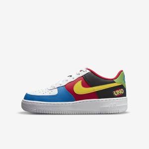 Nike Air Force 1 LV8 Older Dječje Tenisice Bijele Crvene Kraljevska Plava Zlatne | NK581RFL