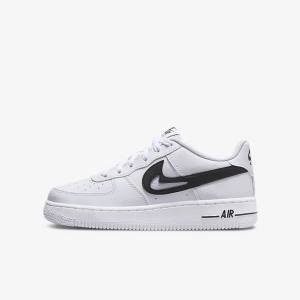 Nike Air Force 1 Older Dječje Tenisice Bijele Crne | NK863KMJ