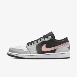 Nike Air Jordan 1 Low Muške Jordan Tenisice Crne Sive Bijele Koraljne | NK206KBV