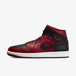 Nike Air Jordan 1 Mid Muške Jordan Tenisice Crvene Bijele Crne | NK475UZD