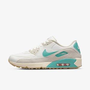 Nike Air Max 90 G Ženske Cipele za golf Bijele Svijetlo Smeđe Tirkizne | NK134AQW