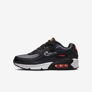 Nike Air Max 90 Older Dječje Tenisice Crne Narančaste Sive Bijele | NK105QJL