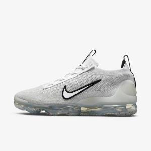 Nike Air VaporMax 2021 FK Muške Tenisice Bijele Crne Metalne Srebrne | NK071VDY