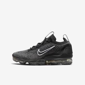 Nike Air VaporMax 2021 FK Older Dječje Tenisice Crne Bijele Tamno Sive Crne | NK148NCS