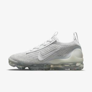 Nike Air VaporMax 2021 FK Ženske Tenisice Bijele Platine Metalne Srebrne Bijele | NK642OZL