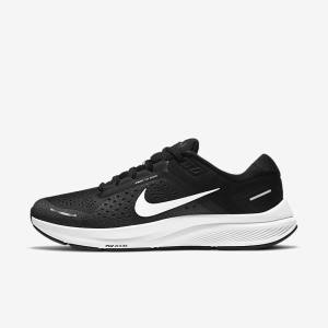 Nike Air Zoom Structure 23 Road Muške Tenisice Za Trčanje Crne Tamno Sive Bijele | NK981JMF