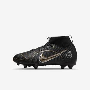 Nike Jr. Mercurial Superfly 8 Academy MG Older Multi-Ground Dječje Tenisice Za Nogomet Crne Metalne Srebrne Sive Metalne Zlatne | NK142XLF