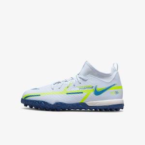 Nike Jr. Phantom GT2 Academy Dynamic Fit TF Older Turf Dječje Tenisice Za Nogomet Sive Svijetlo Plave Tamno Plave | NK219WNY