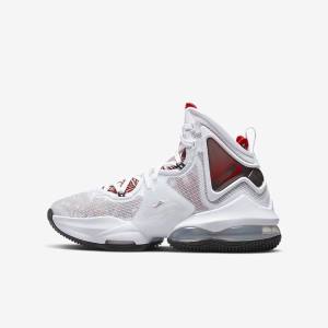 Nike LeBron 19 Older Dječje Tenisice za košarku Bijele Crne Crvene | NK450EUF