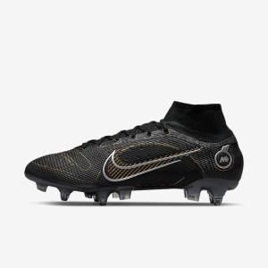 Nike Mercurial Superfly 8 Elite SG-PRO Anti-Clog Traction Soft-Ground Ženske Tenisice Za Nogomet Crne Metalne Srebrne Sive Metalne Zlatne | NK713DIP