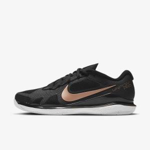 Nike NikeCourt Air Zoom Vapor Pro Hard-Court Ženske Tenisice Za Tenis Crne Bijele Metalne Crvene Smeđe | NK138SOP