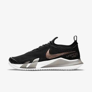 Nike NikeCourt React Vapor NXT Hard Court Ženske Tenisice Za Tenis Crne Metalne Crvene Smeđe Bijele | NK827YEB