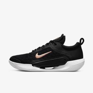 Nike NikeCourt Zoom NXT Clay Court Ženske Tenisice Za Tenis Crne Bijele Tamno Sive Metalne Crvene Smeđe | NK634TZW