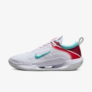 Nike NikeCourt Zoom NXT Hard Court Ženske Tenisice Za Tenis Bijele Svijetlo Srebrne Crvene Tirkizne | NK391IYN