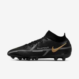 Nike Phantom GT2 Dynamic Fit Elite AG-Pro Artificial-Grass Muške Tenisice Za Nogomet Crne Metalne Zlatne Metalne Srebrne Metalne Tamno Sive | NK308GTL