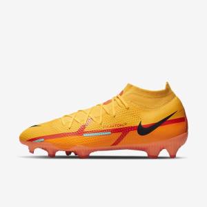 Nike Phantom GT2 Pro Dynamic Fit FG Firm-Ground Muške Tenisice Za Nogomet Narančaste Svijetlo Crvene Crne | NK046AYM