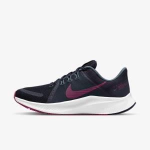 Nike Quest 4 Road Ženske Tenisice Za Trčanje Plave Sive Zelene Bijele Roze | NK381ZDH