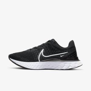 Nike React Infinity Run Flyknit 3 Road Ženske Tenisice Za Trčanje Crne Bijele | NK297DOC