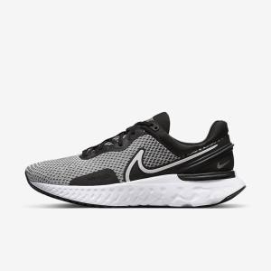 Nike React Miler 3 Road Muške Tenisice Za Trčanje Bijele Crne Metalne Srebrne | NK653RJG