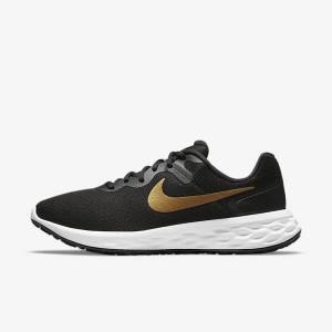 Nike Revolution 6 Next Nature Road Muške Tenisice Za Trčanje Crne Bijele Metalne Zlatne | NK271SJF