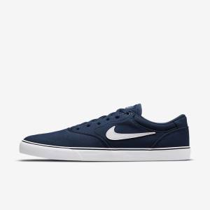 Nike SB Chron 2 Canvas Muške Skate Tenisice Tamnoplave Tamnoplave Crne Bijele | NK875ARZ