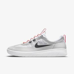 Nike SB Nyjah Free 2 Muške Skate Tenisice Sive Bijele Svijetlo Crvene Crne | NK510UDW