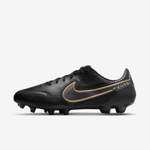 Nike Tiempo Legend 9 Pro FG Firm-Ground Muške Tenisice Za Nogomet Crne Tamno Sive Metalne Zlatne Metalne Tamno Sive | NK820ZTJ