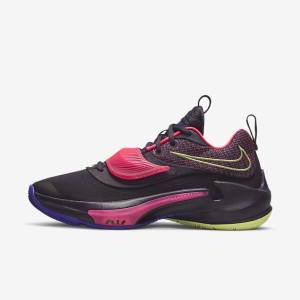 Nike Zoom Freak 3 Muške Tenisice za košarku Ljubičaste Roze Ljubičaste Svijetlo Limun | NK679EZU